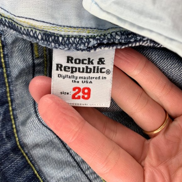 LONG Rock & Republic Jeans Rainbow Embroidered Pocket Roth Flare 29 - Picture 5 of 10